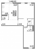 2-комнатная квартира 64.42 м2 ЖК «НИКС Лайн на Блюхера»