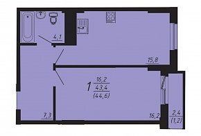 2-комнатная квартира 44.6 м2 ЖК «Спортивный»