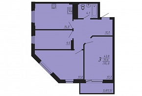 3-комнатная квартира 75.1 м2 ЖК «Спортивный»